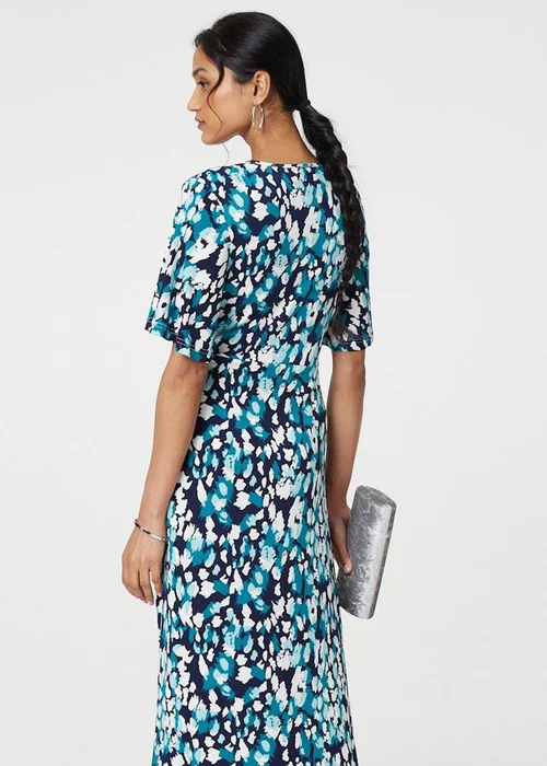 Izabel London Blue Animal Print V-Neck Midi Wrap Dress - 8 Image 2