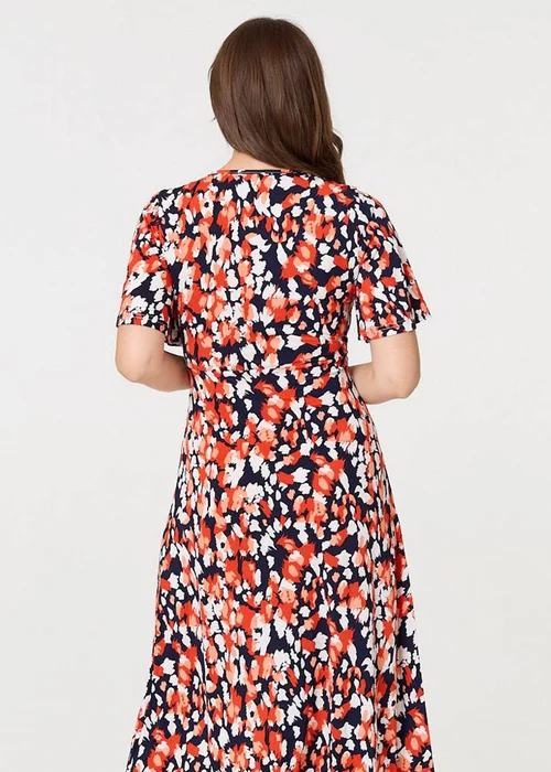 Izabel London Orange Animal Print V-Neck Midi Wrap Dress - 8 Image 2