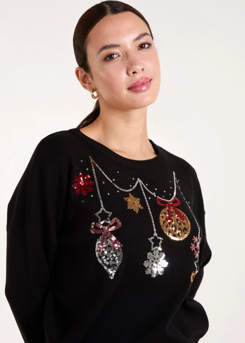 Blue Vanilla Silver Jingle Bell Bauble Christmas Jumper - S/M Image 2