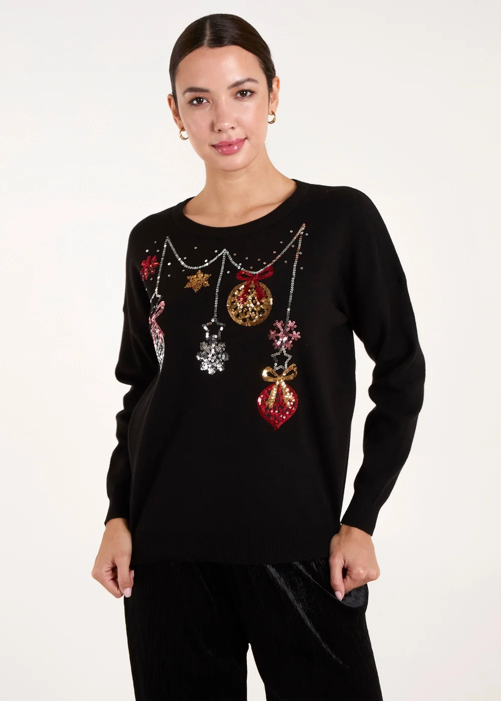 Blue Vanilla Silver Jingle Bell Bauble Christmas Jumper - S/M Image 1