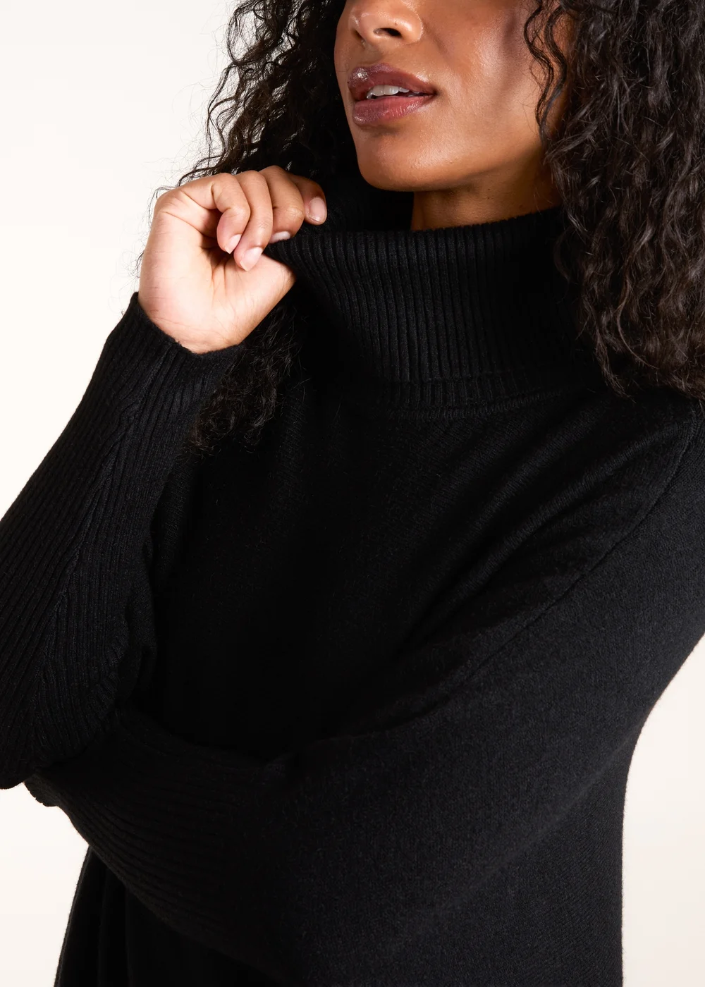 Blue Vanilla Black Roll Neck Button Mini Pocket Jumper - One Size Image 2