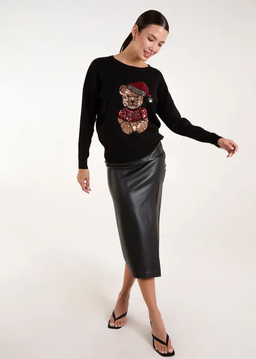 Blue Vanilla Black Teddy Bear Christmas Jumper - S/M Image 3