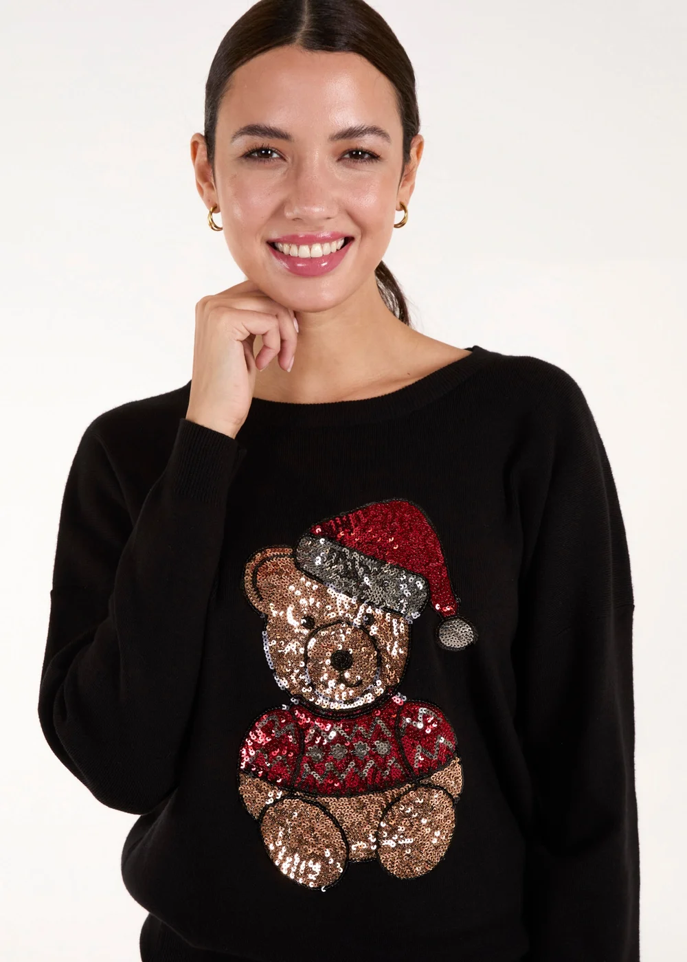 Blue Vanilla Black Teddy Bear Christmas Jumper - S/M Image 2