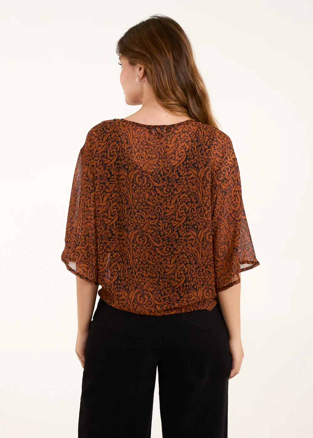 Blue Vanilla Chocolate Tie Front V Neck Blouse - S/M Image 2