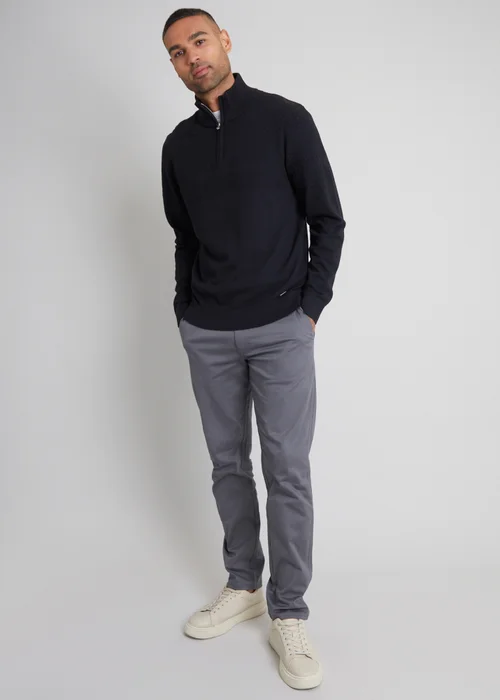 Threadbare Black Basket Stitch Detail Knitted Quarter Zip Jumper - Extra Large Image 4