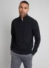 Threadbare Black Basket Stitch Detail Knitted Quarter Zip Jumper - Extra Large Image 1