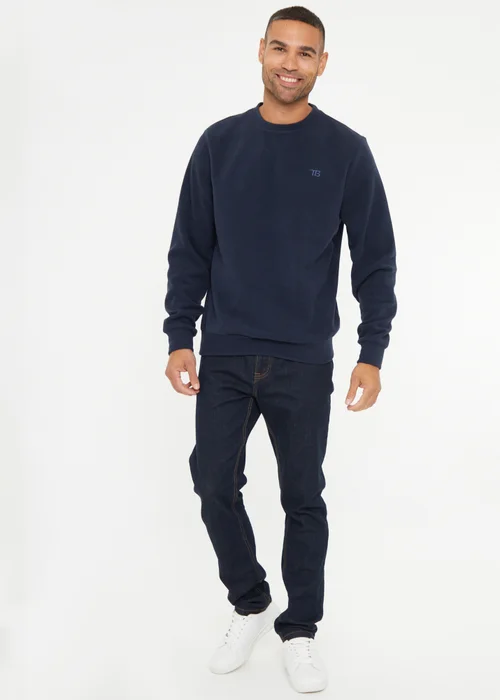 Threadbare Navy Microfleece Crew Neck Sweatshirt - S Image 4