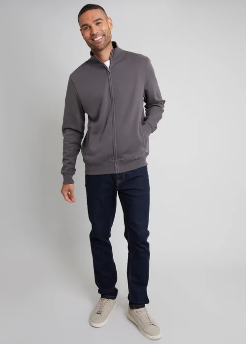 Threadbare Dark Grey Funnel Neck Zip Through Sweatshirt - 2XL Image 4