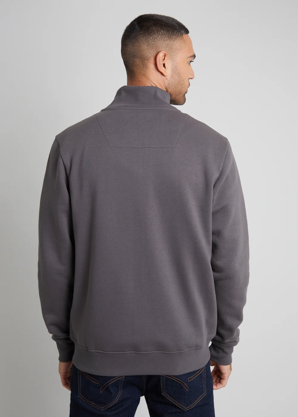 Threadbare Dark Grey Funnel Neck Zip Through Sweatshirt - 2XL Image 2