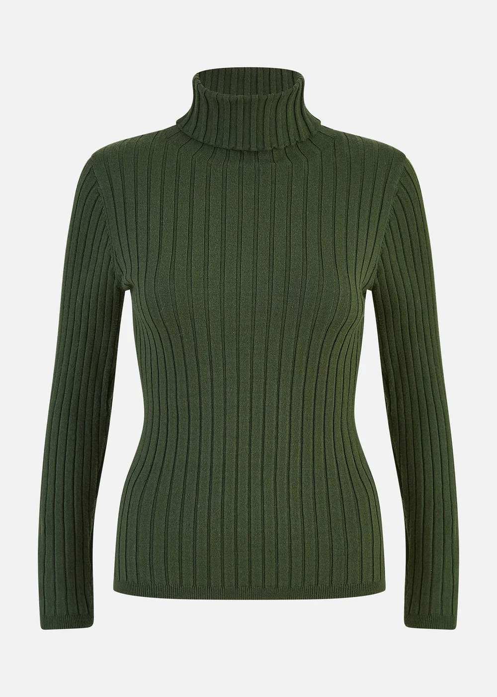 Mela Green Ribbed Knit Roll Neck Jumper - S Image 3