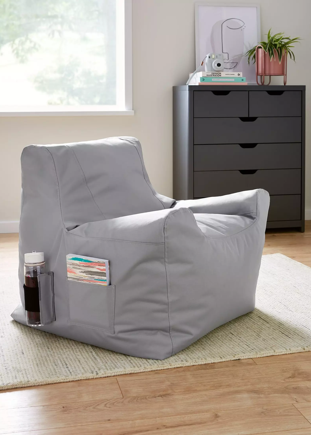 Kaikoo Grey Teenage Chairs with Pockets - One Size Image 1