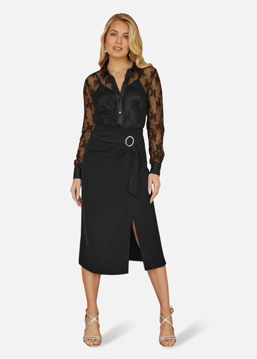 Yumi Black Lace Sheer Fitted Shirt - 8 Image 1