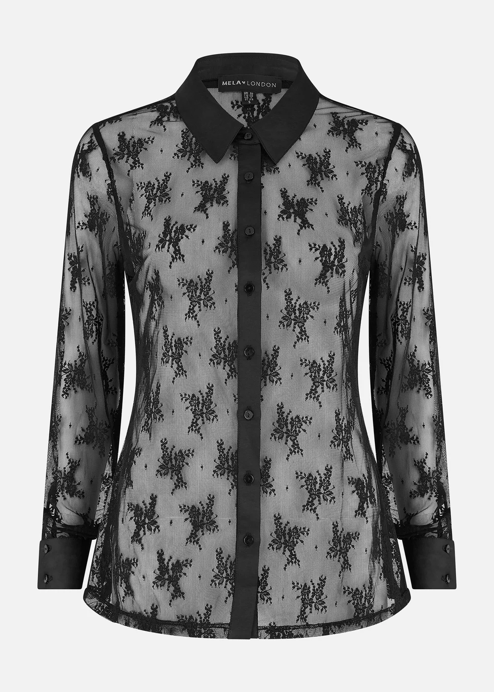 Yumi Black Lace Sheer Fitted Shirt - 8 Image 3
