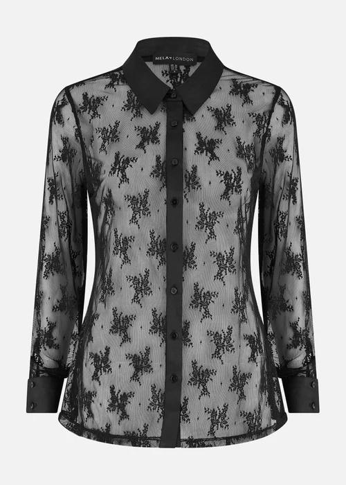 Yumi Black Lace Sheer Fitted Shirt - 8 Image 3