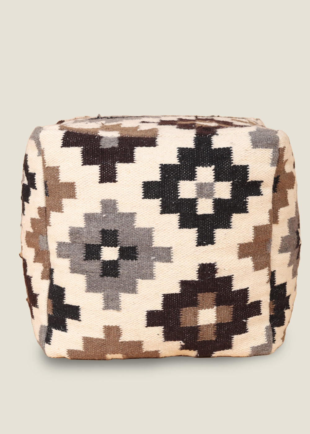 Kaikoo Cream Ikat Wool Cube - One Size Image 1
