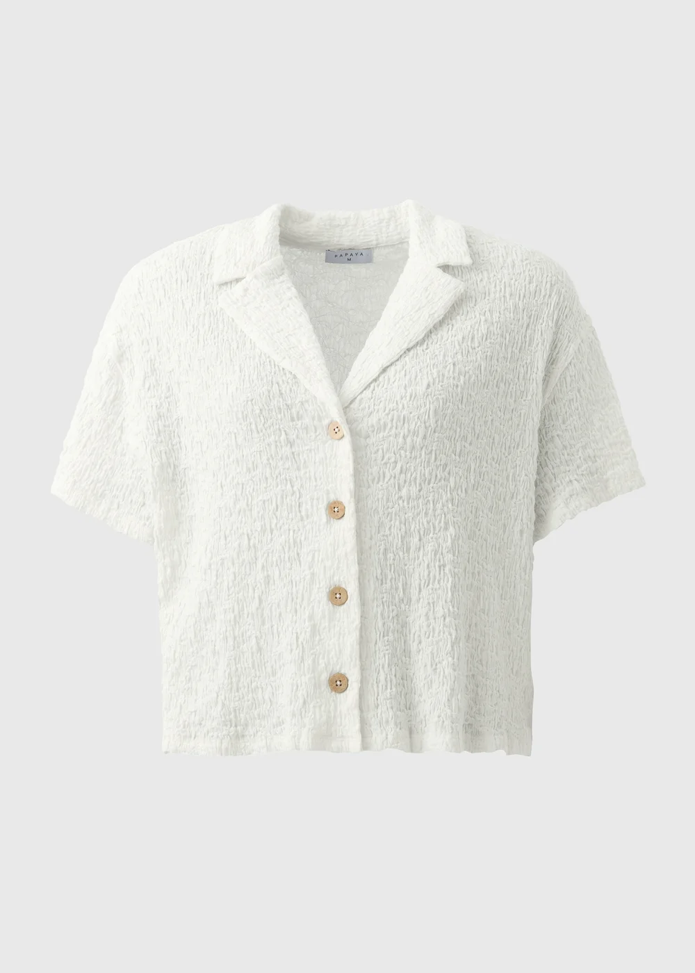 Cream Textured Collar Co Ord Shirt - S Image 4