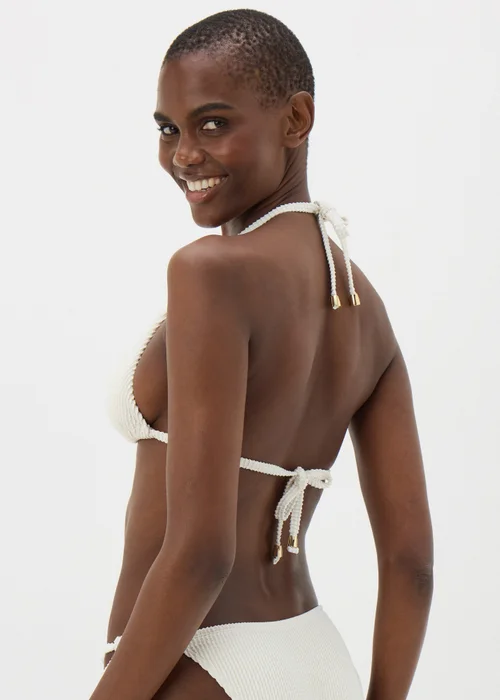 Cream Textured Triangle Bikini Top - 6 Image 2