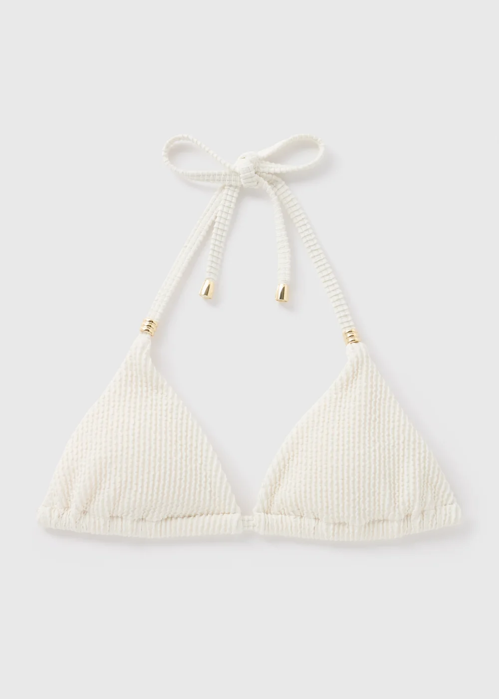 Cream Textured Triangle Bikini Top - 6 Image 3