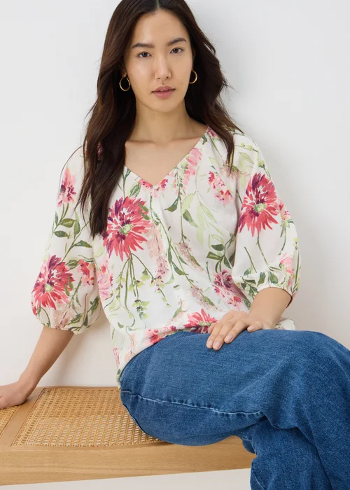 Sage Green Floral Tea Blouse - 8 Image 1