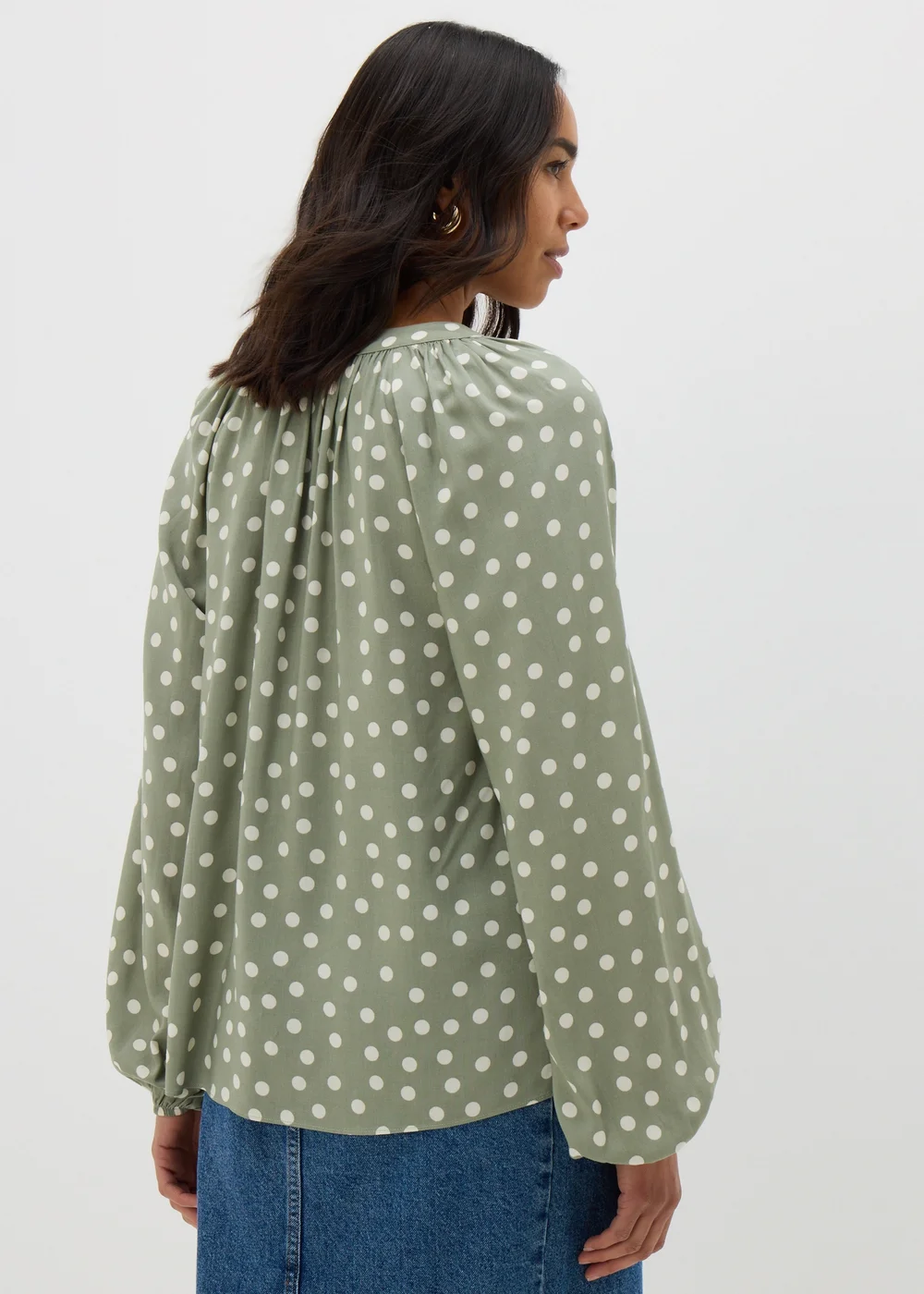 Green Spot V-Neck Blouse - 8 Image 3