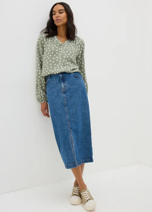 Green Spot V-Neck Blouse - 8 Image 1