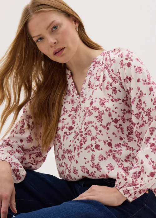 Pink Ditsy Floral Popover Blouse - 8 Image 1