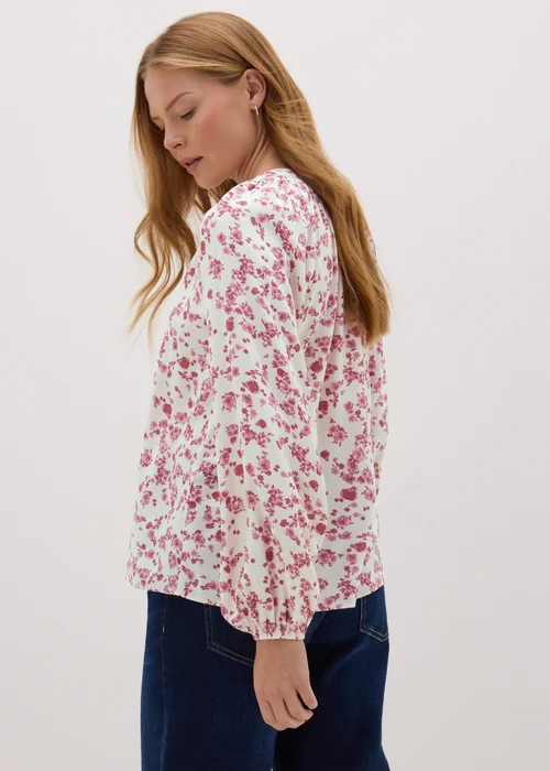 Pink Ditsy Floral Popover Blouse - 8 Image 2
