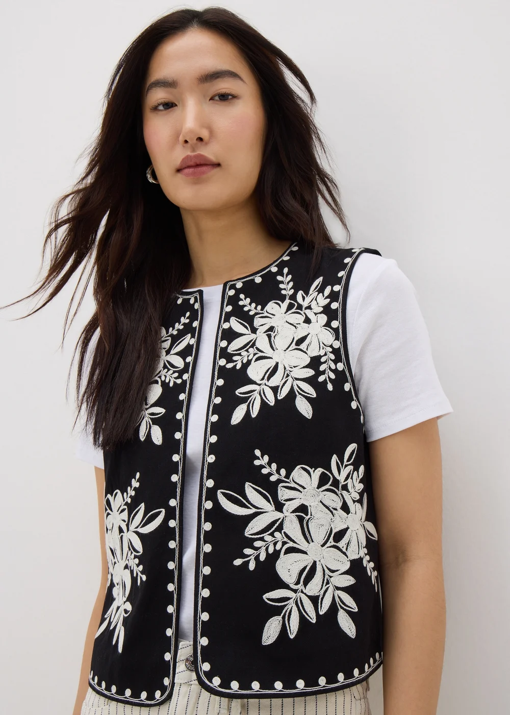 Black Monochrome Embroidered Waistcoat - 8 Image 3