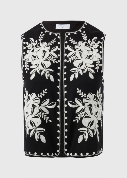 Black Monochrome Embroidered Waistcoat - 8 Image 4