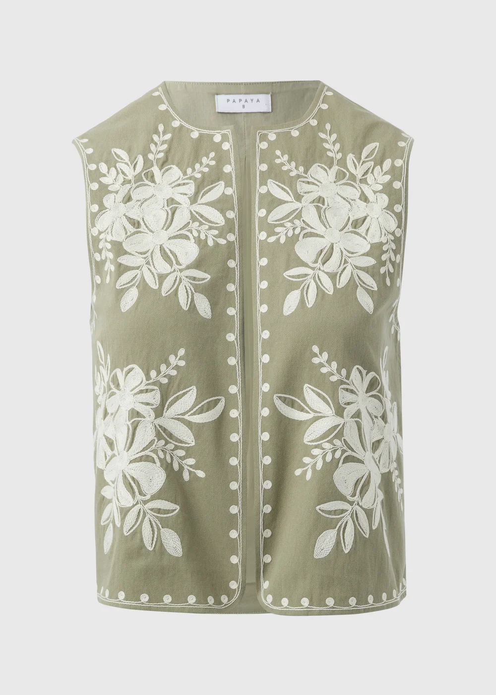 Khaki Embroidered Waistcoat - 8 Image 4