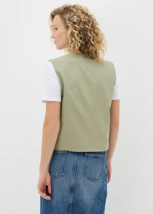 Khaki Embroidered Waistcoat - 8 Image 3