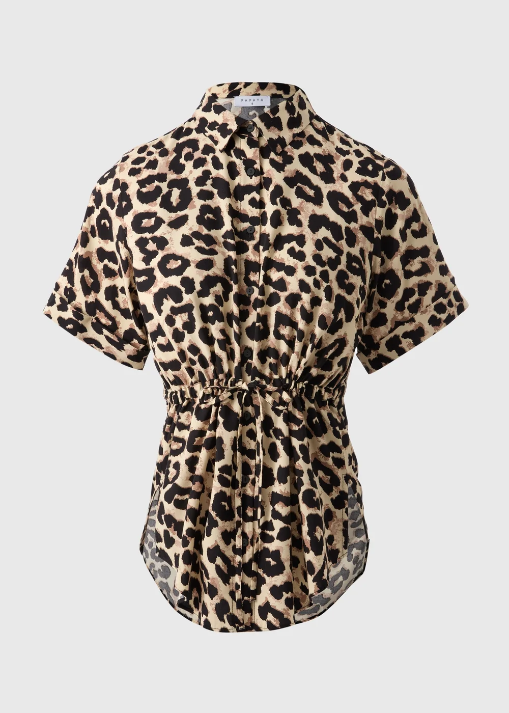 Brown Leopard Print Tie Waist Longline Shirt - 8 Image 4