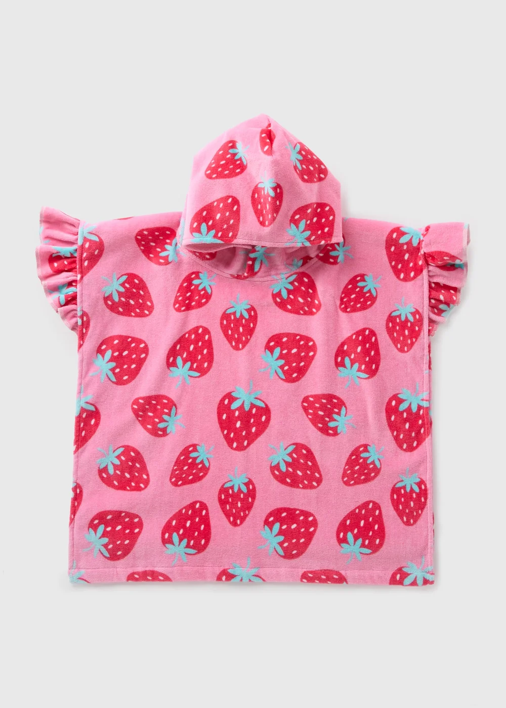 Girls Pink Strawberry Poncho - S/M Image 1