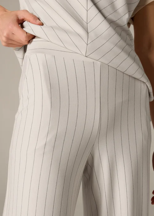 Et Vous Stone Pinstripe Wide Leg Trousers - 8 Image 3