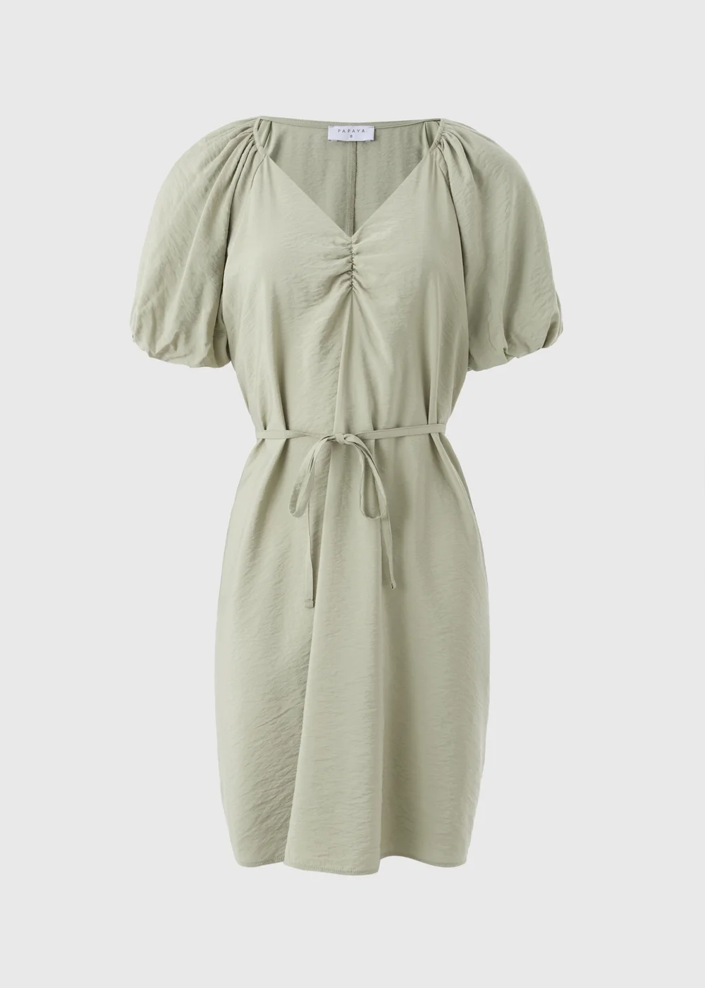 Sage Green Tie Waist Mini Dress - 8 Image 4