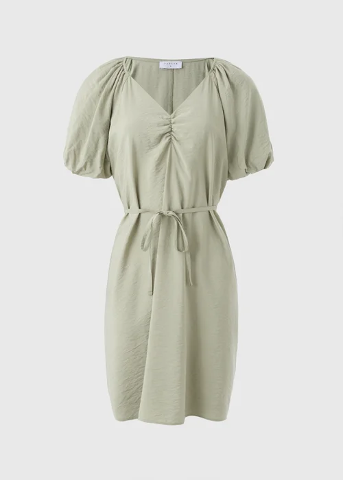 Sage Green Tie Waist Mini Dress - 8 Image 4