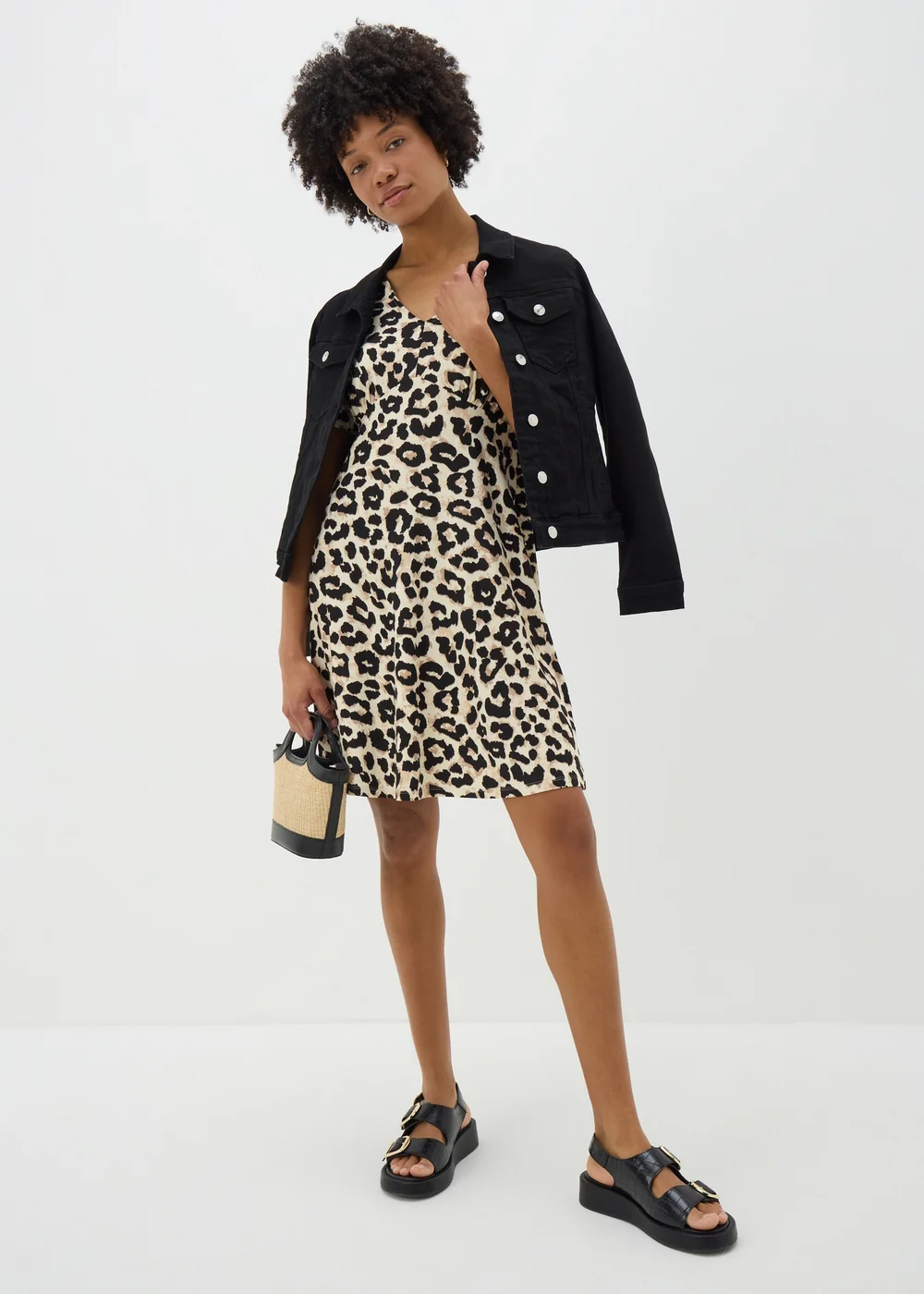 Brown Leopard Print Mini Tea Dress - 8 Image 2