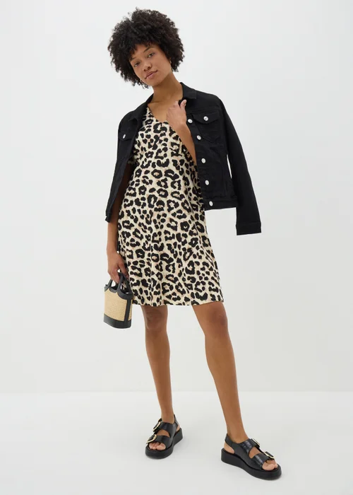 Brown Leopard Print Mini Tea Dress - 8 Image 2