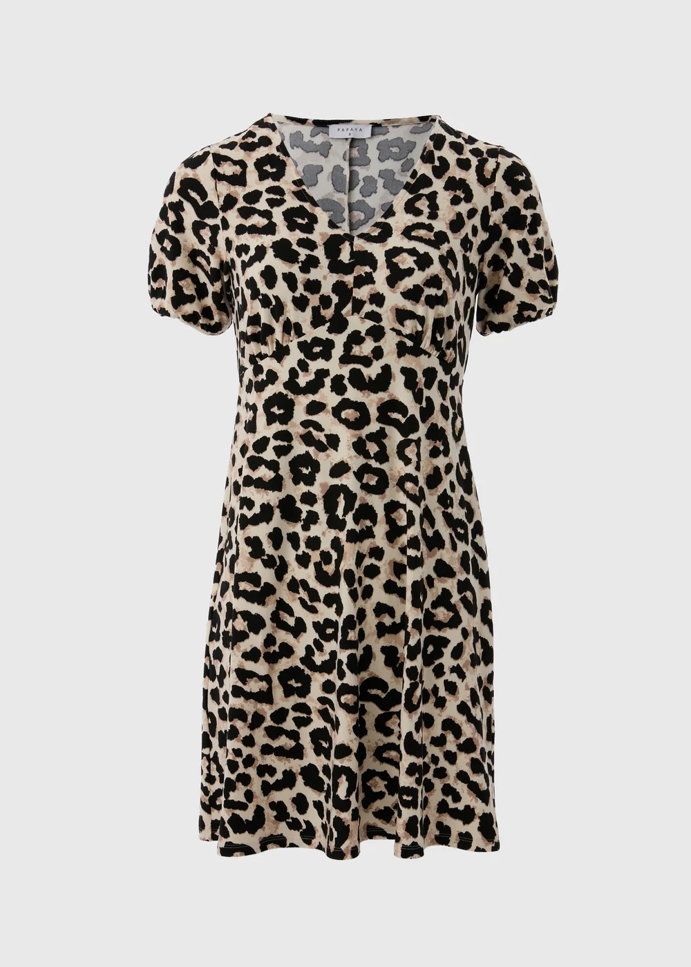 Brown Leopard Print Mini Tea Dress - 8 Image 4