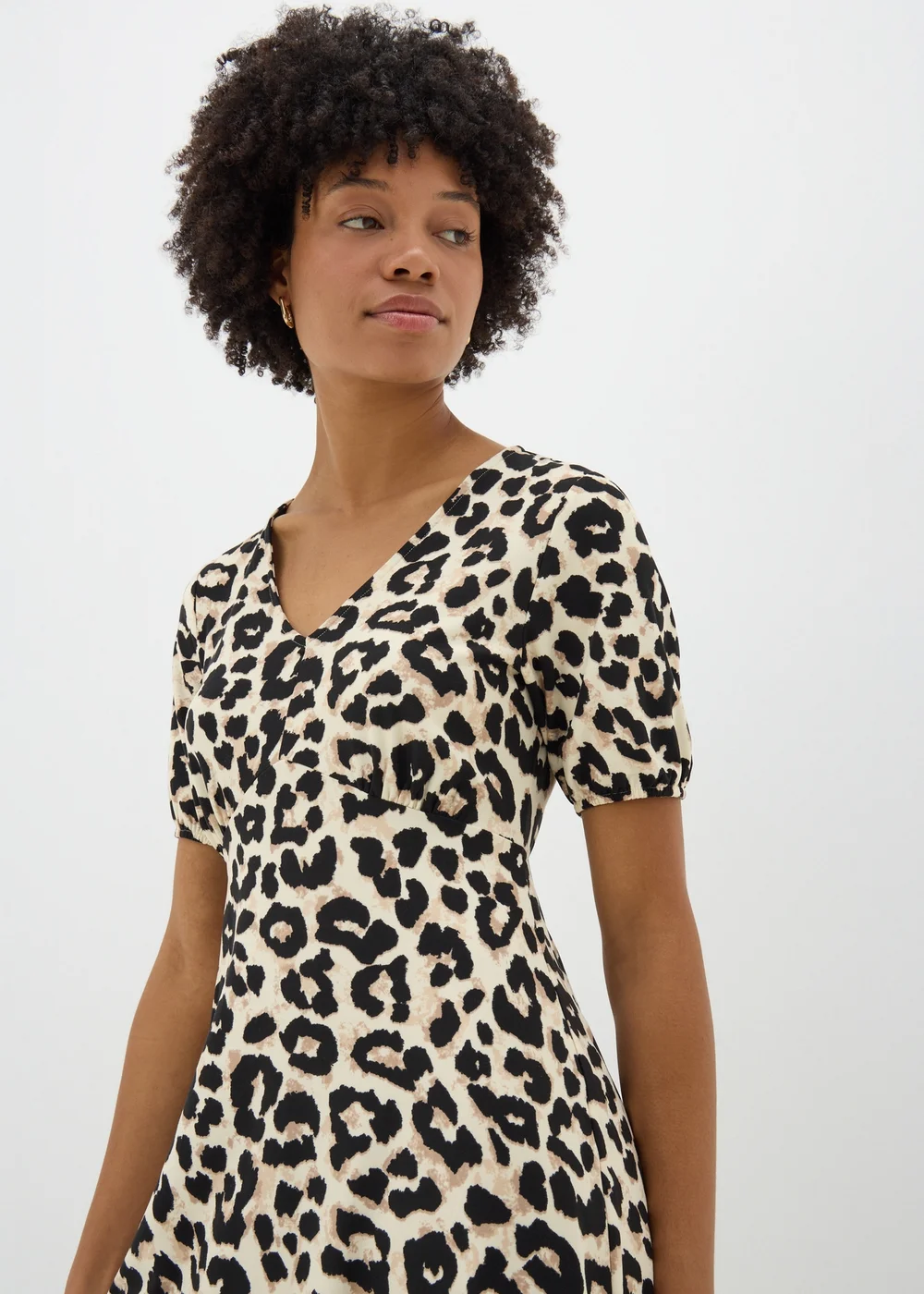 Brown Leopard Print Mini Tea Dress - 8 Image 3