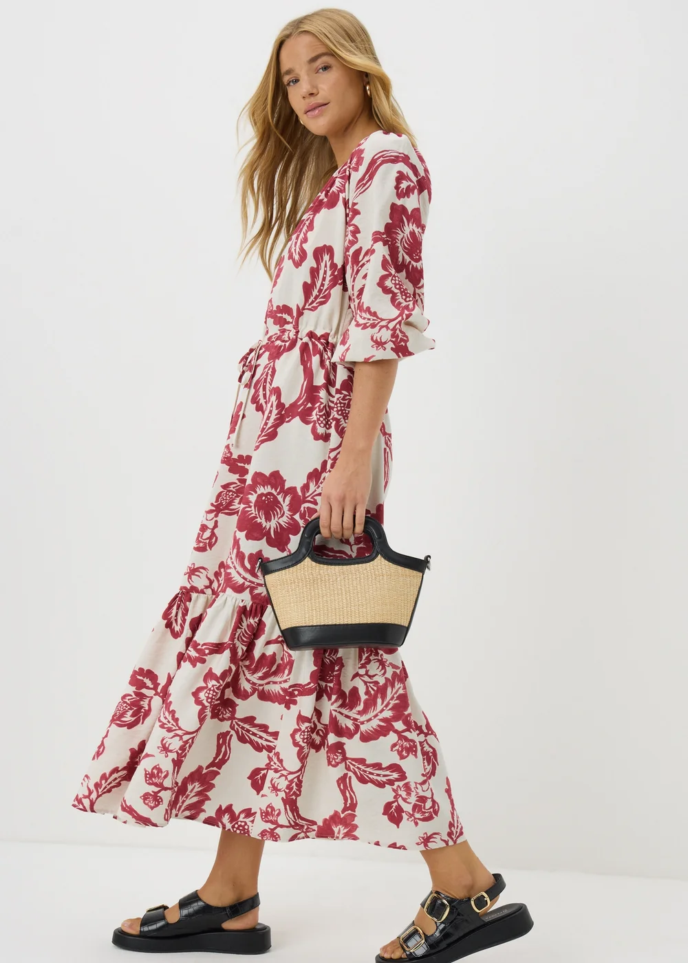 Pink Floral Raglan Midi Shirt Dress - 8 Image 2