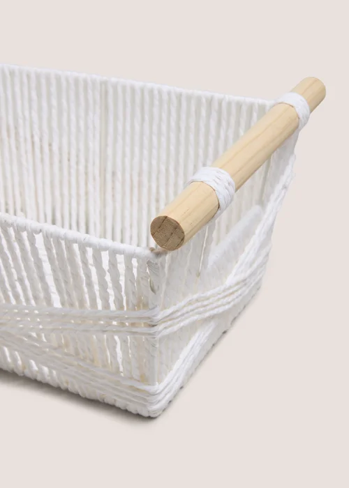 White Wooden Handle Basket Image 2