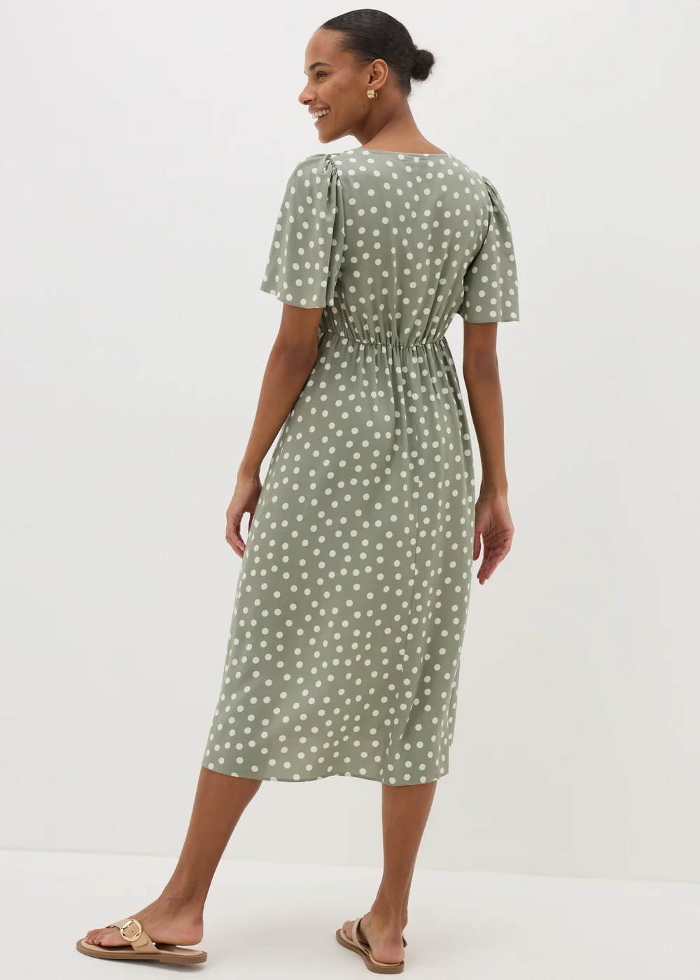 Green Spot Print Midi Tea Dress - 8 Image 3