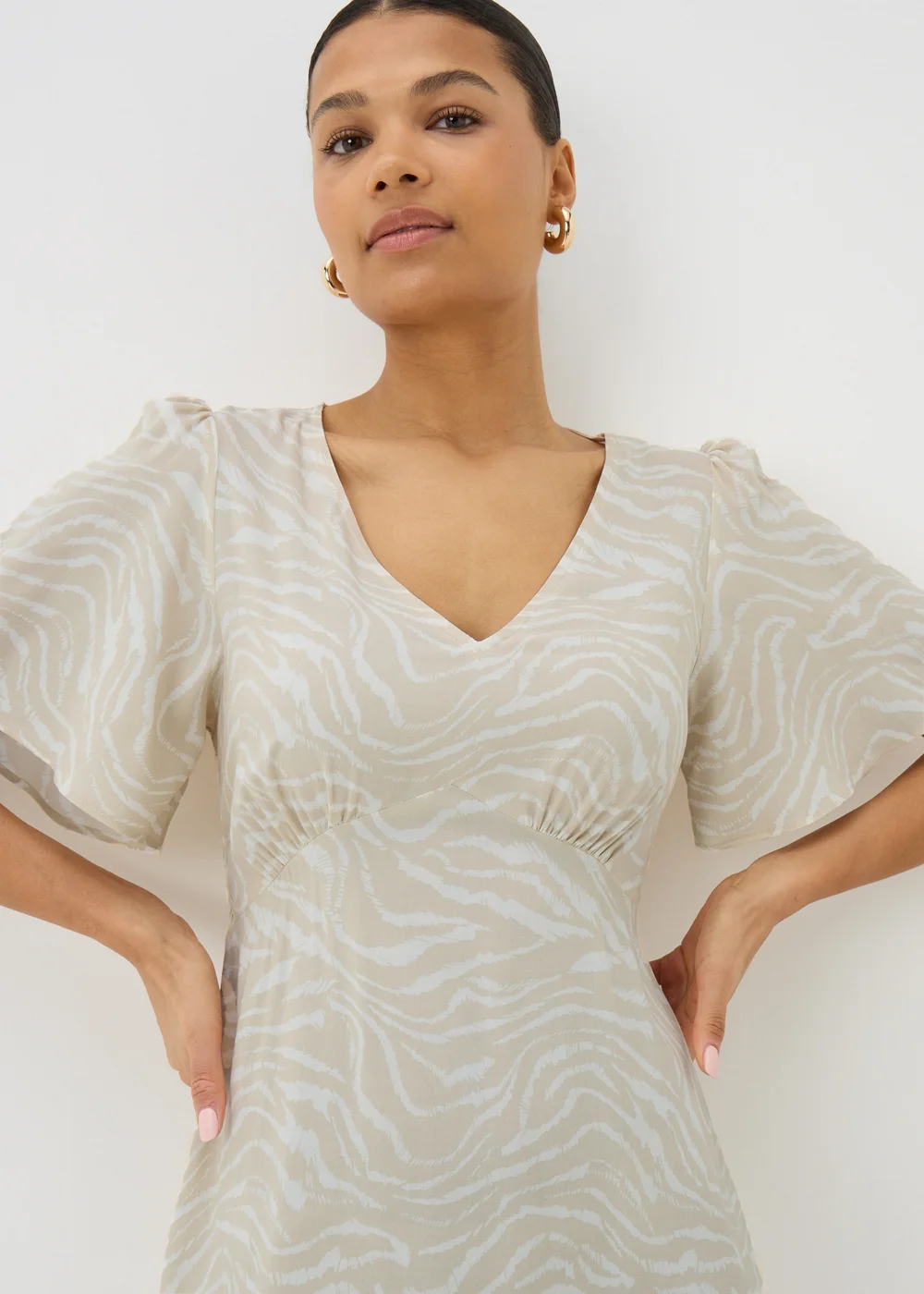 Cream Zebra Print Midi Tea Dress - 8 Image 3