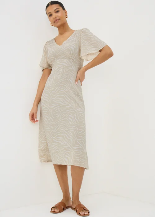 Cream Zebra Print Midi Tea Dress - 8 Image 1