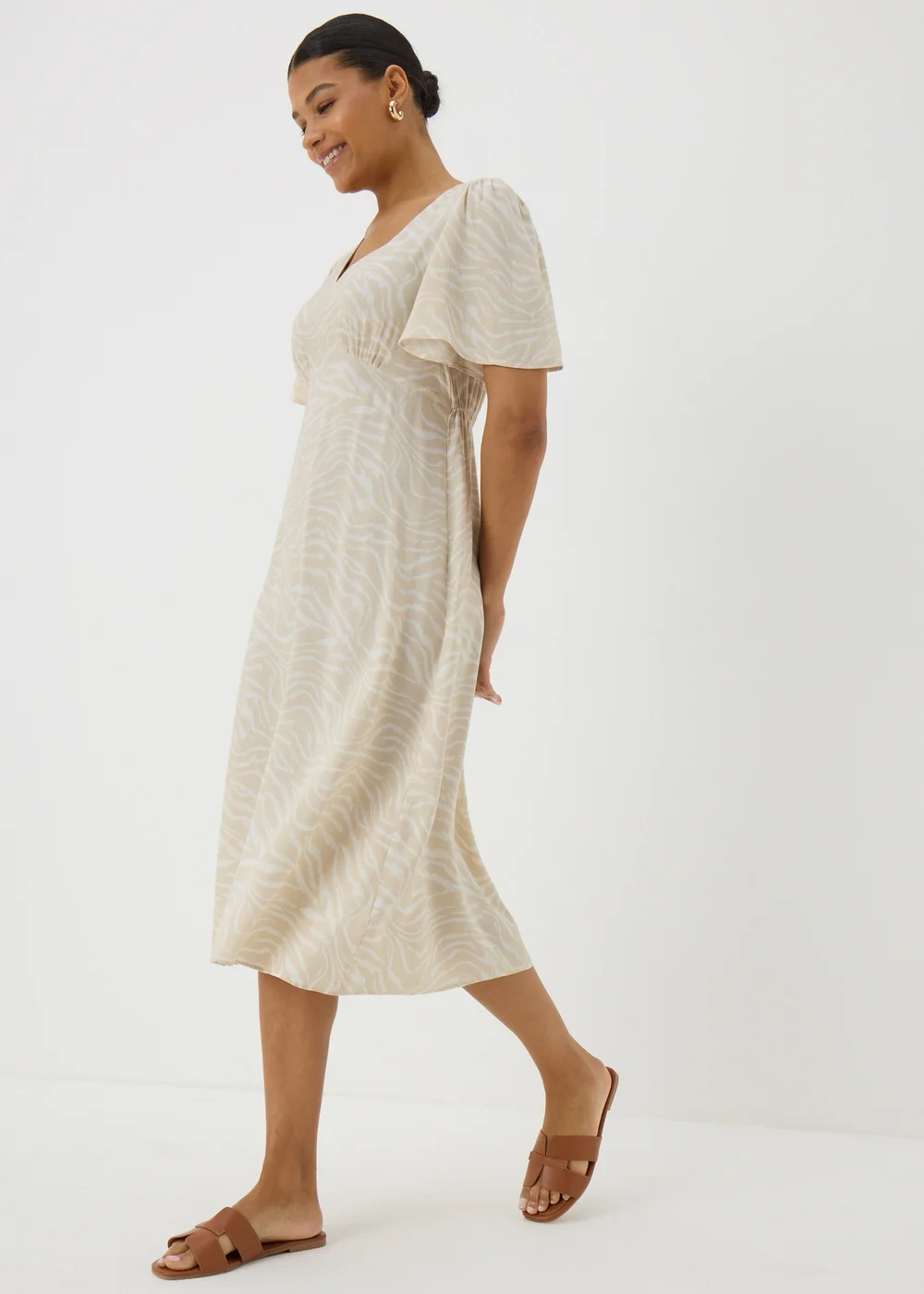 Cream Zebra Print Midi Tea Dress - 8 Image 2