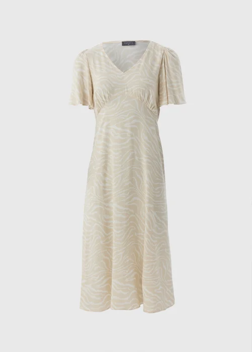 Cream Zebra Print Midi Tea Dress - 8 Image 4