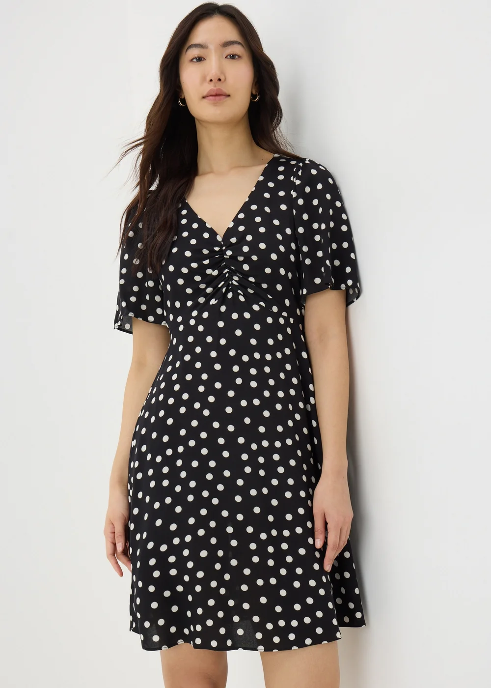 Black Monochrome Spot Mini Tea Dress - 8 Image 1