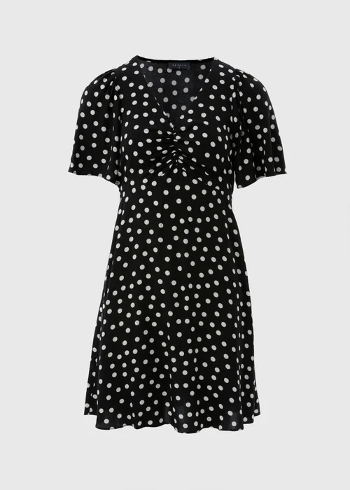 Black Monochrome Spot Mini Tea Dress - 8 Image 3