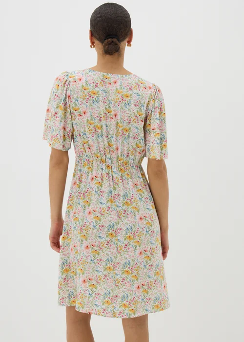 Cream Floral Print Mini Tea Dress - 8 Image 2